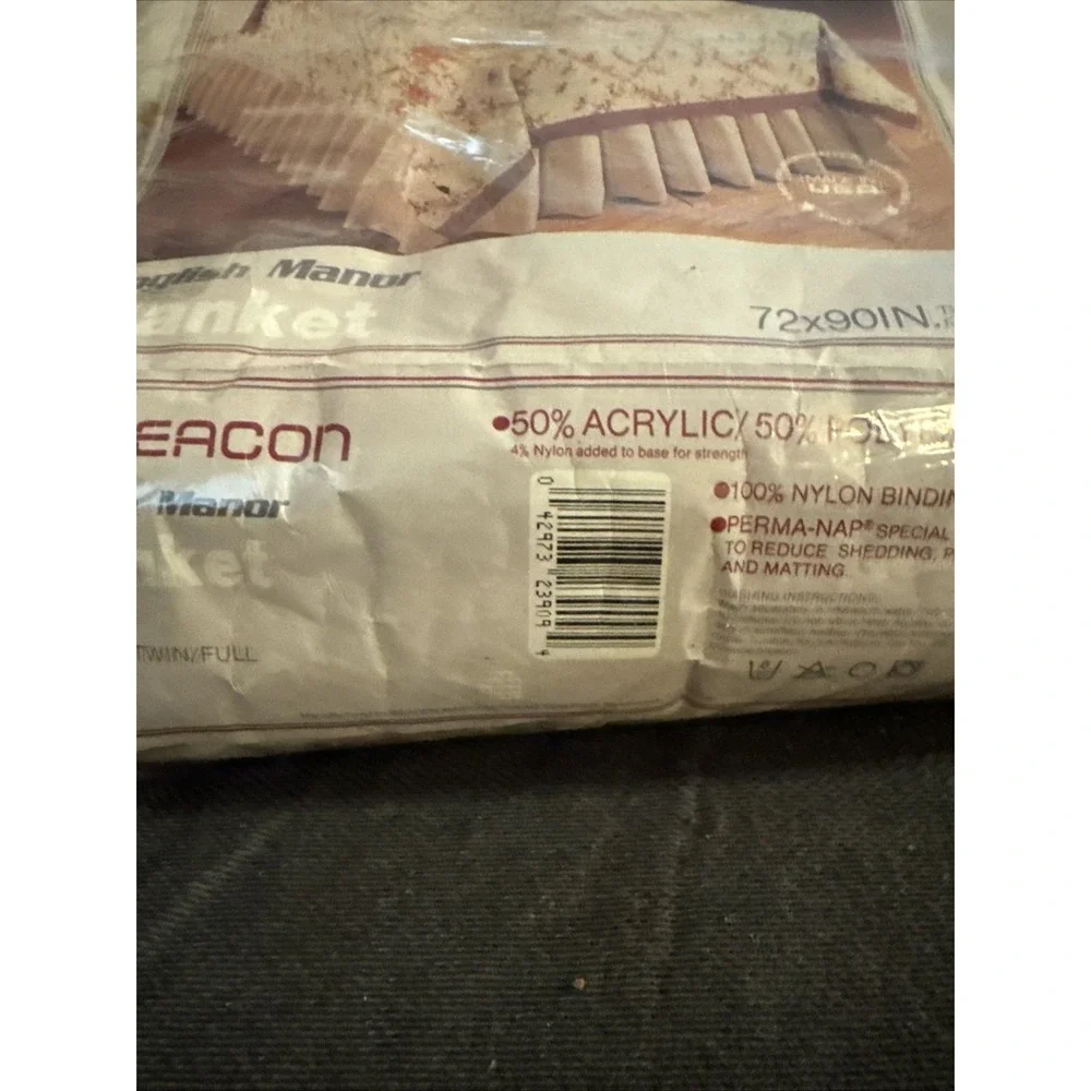 NEW Vtg Beacon Floral Blanket Satin Trim 72 x 90 Full/Twin USA  Made In The USA
